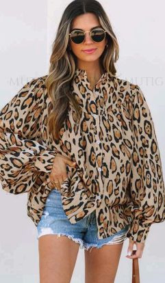 PATRICIA PUFF SLEEVE BLOUSE - LEOPARD