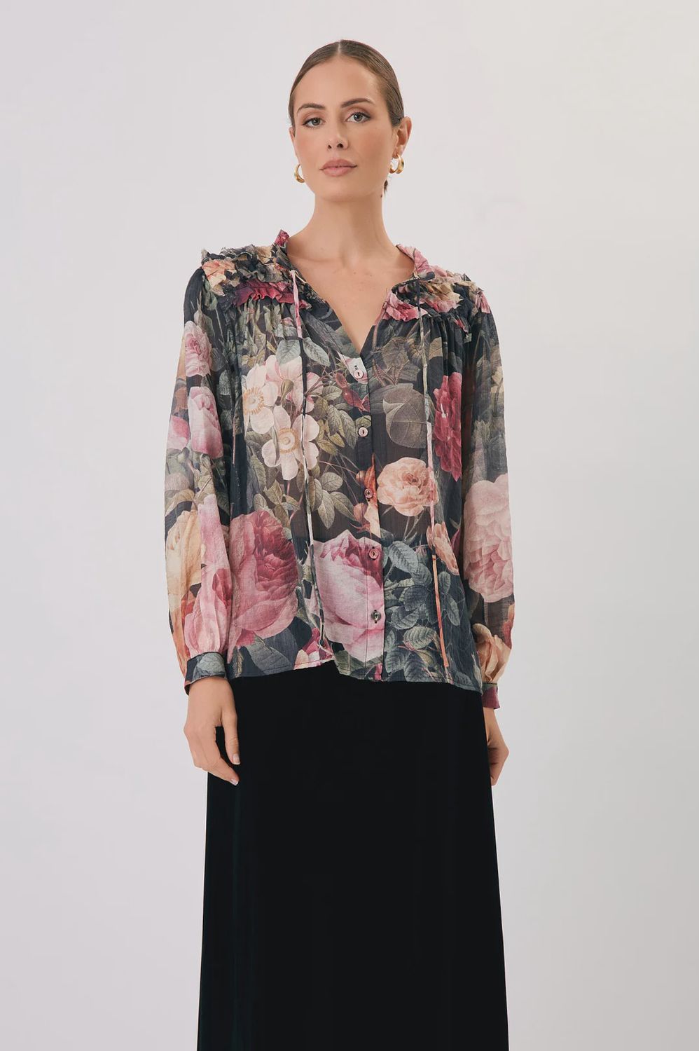 CARRIE FRILL BLOUSE - FLORAL
