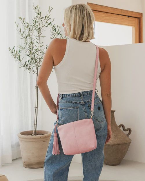 KASEY STRIPE CROSSBODY BAG - BLUSH