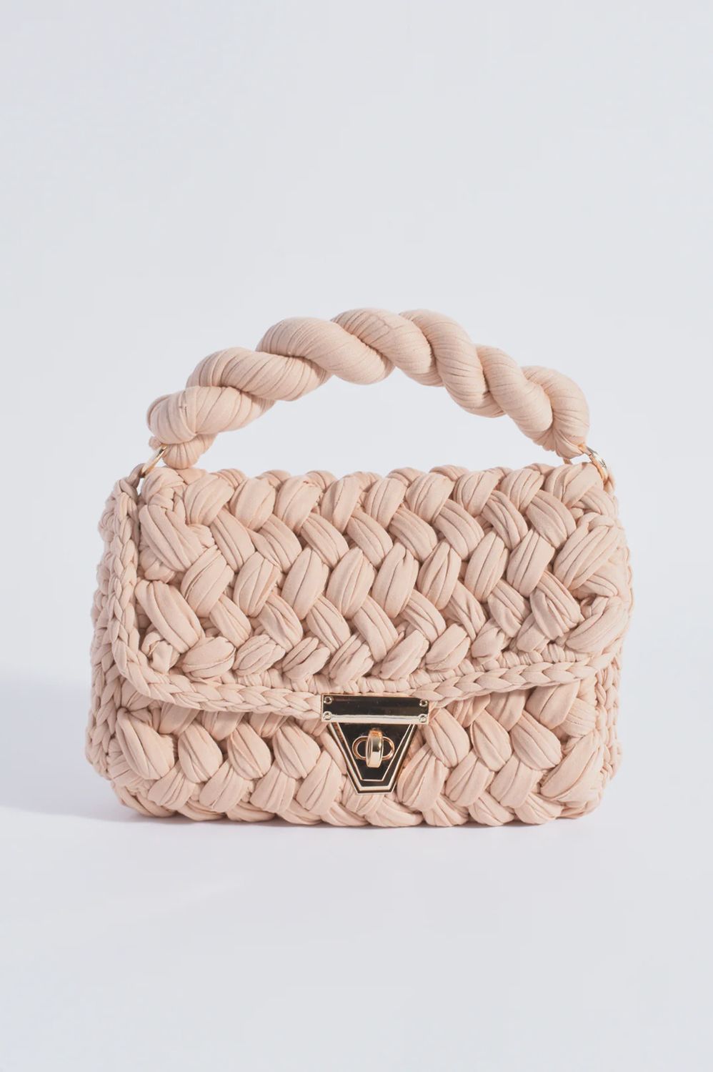 ANNABEL CHUNKY PLAITED HANDBAG - NUDE