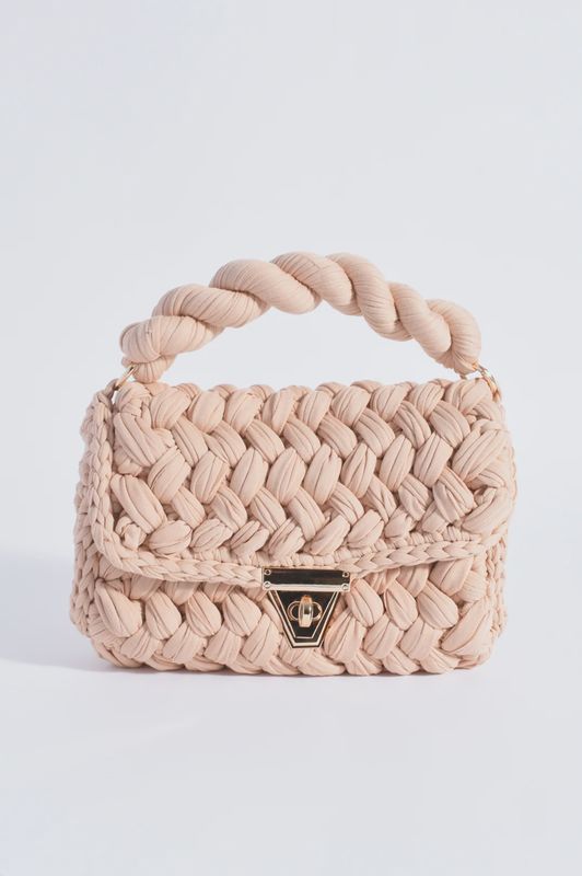 ANNABEL CHUNKY PLAITED HANDBAG - NUDE