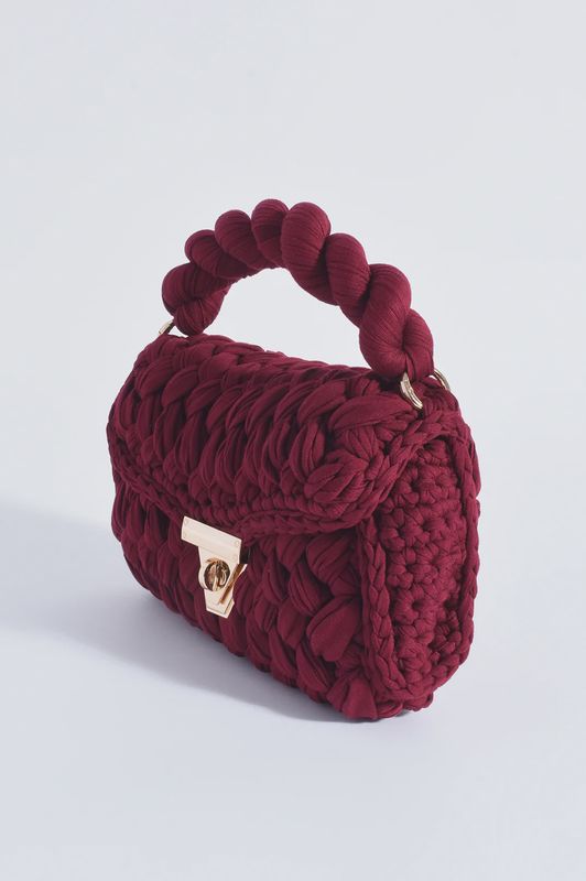 ANNABEL CHUNKY PLAITED HANDBAG - BURGUNDY