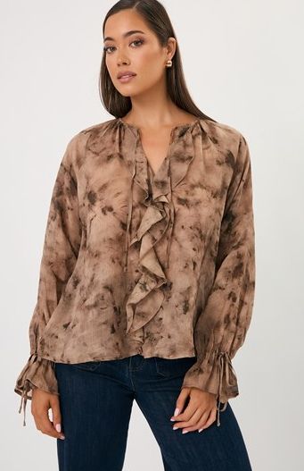 FREYA LONG SLEEVE BLOUSE - TAN