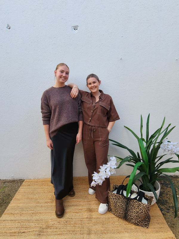 SASSY LINEN PANT SET - CHOC