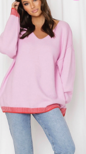 ALICIA V-NECK KNIT - PINK