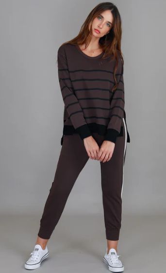MICHELLE STRIPE SWEATER - TRUFFLE