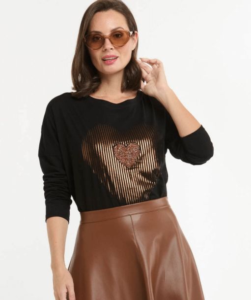 HEIDI LONG SLEEVE TEE - BLACK