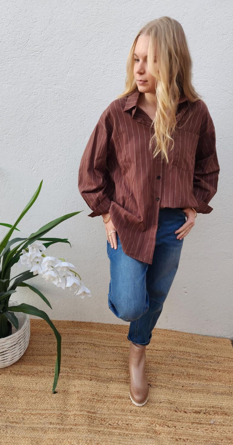 ALLYSE LINEN SHIRT - CHOC