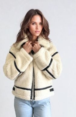 FATE FUR ZIPPER JACKET - CREAM