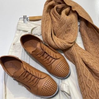 CABLI LEATHER SNEAKER - TAN