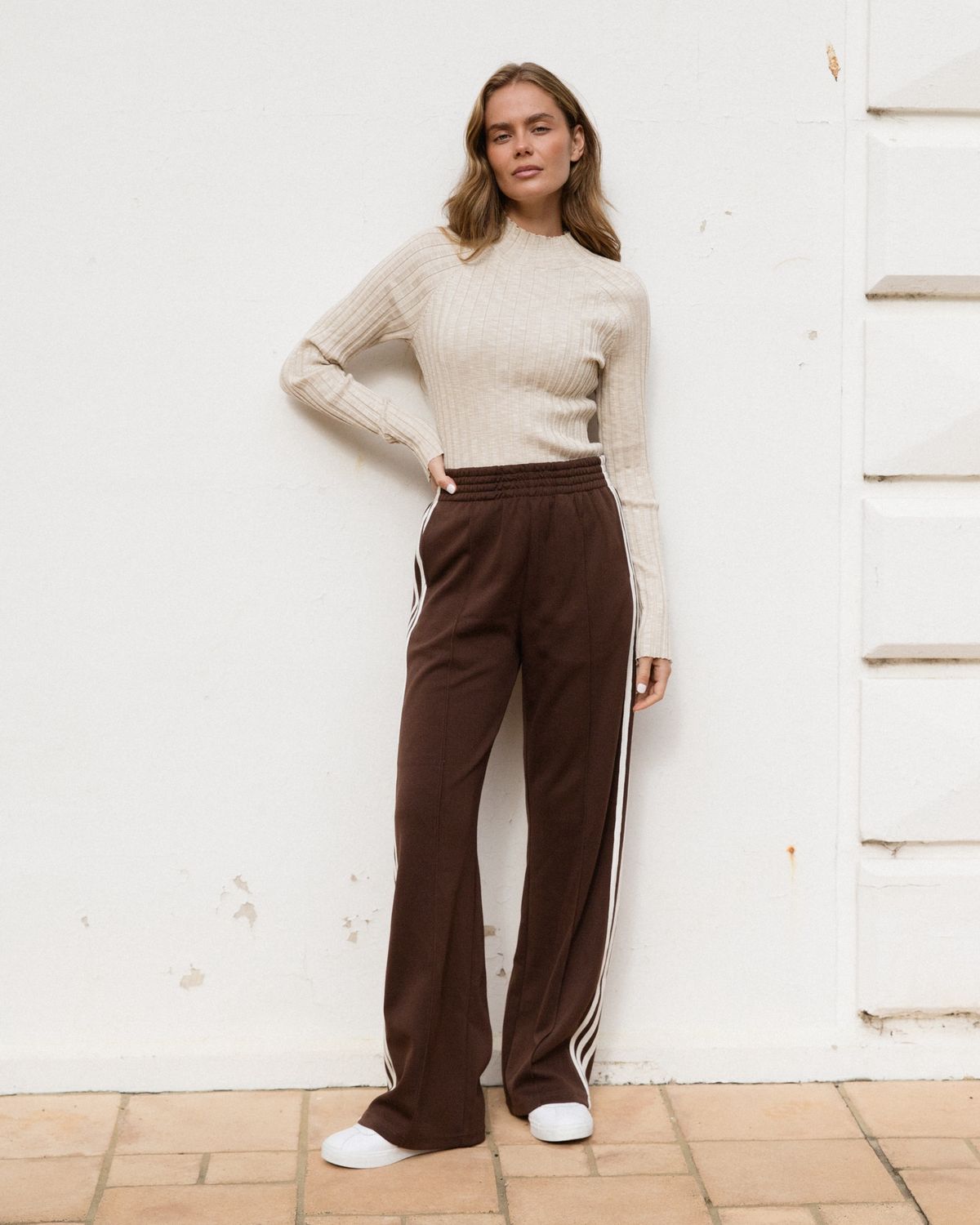 KATELYN STRIPE PANTS - CHOC