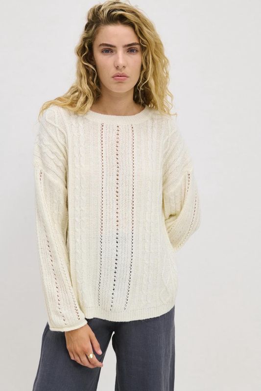 CARLY CABLE KNIT - WHT