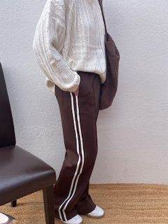 KATELYN STRIPE PANTS - CHOC