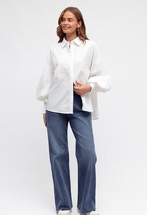 SHANIA SHIRRED CUFF BLOUSE - WHITE