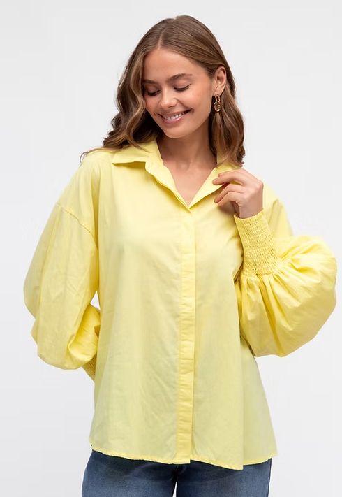 SHANIA SHIRRED CUFF BLOUSE - YELLOW