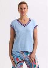 STRIPE TRIM TOP - POWDER