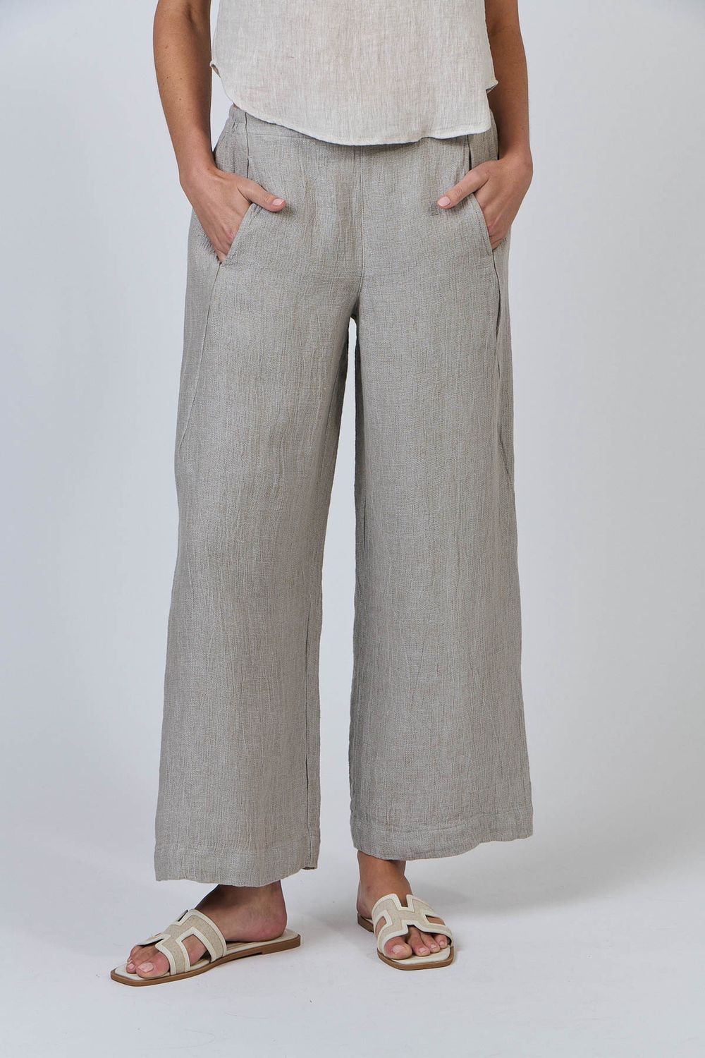 SOPHIE LINEN PANTS - CEMENT
