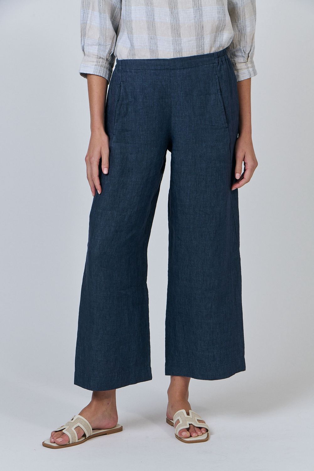 SOPHIE LINEN PANT - NAVY/POSEIDON