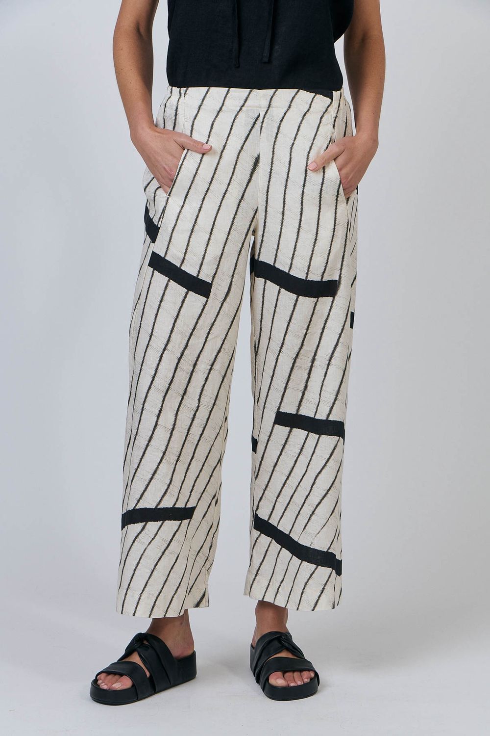SOPHIE LINEN PANT - IVORY/ISOBARS