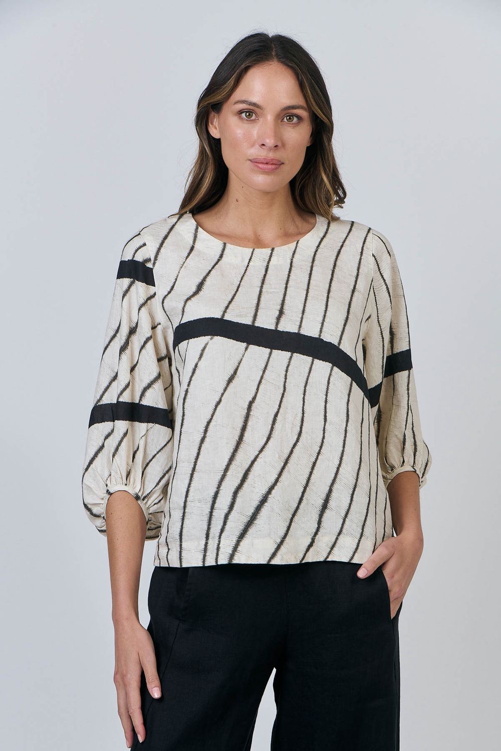 HARTLY SLEEVE BLOUSE - IVORY/ISOBARS