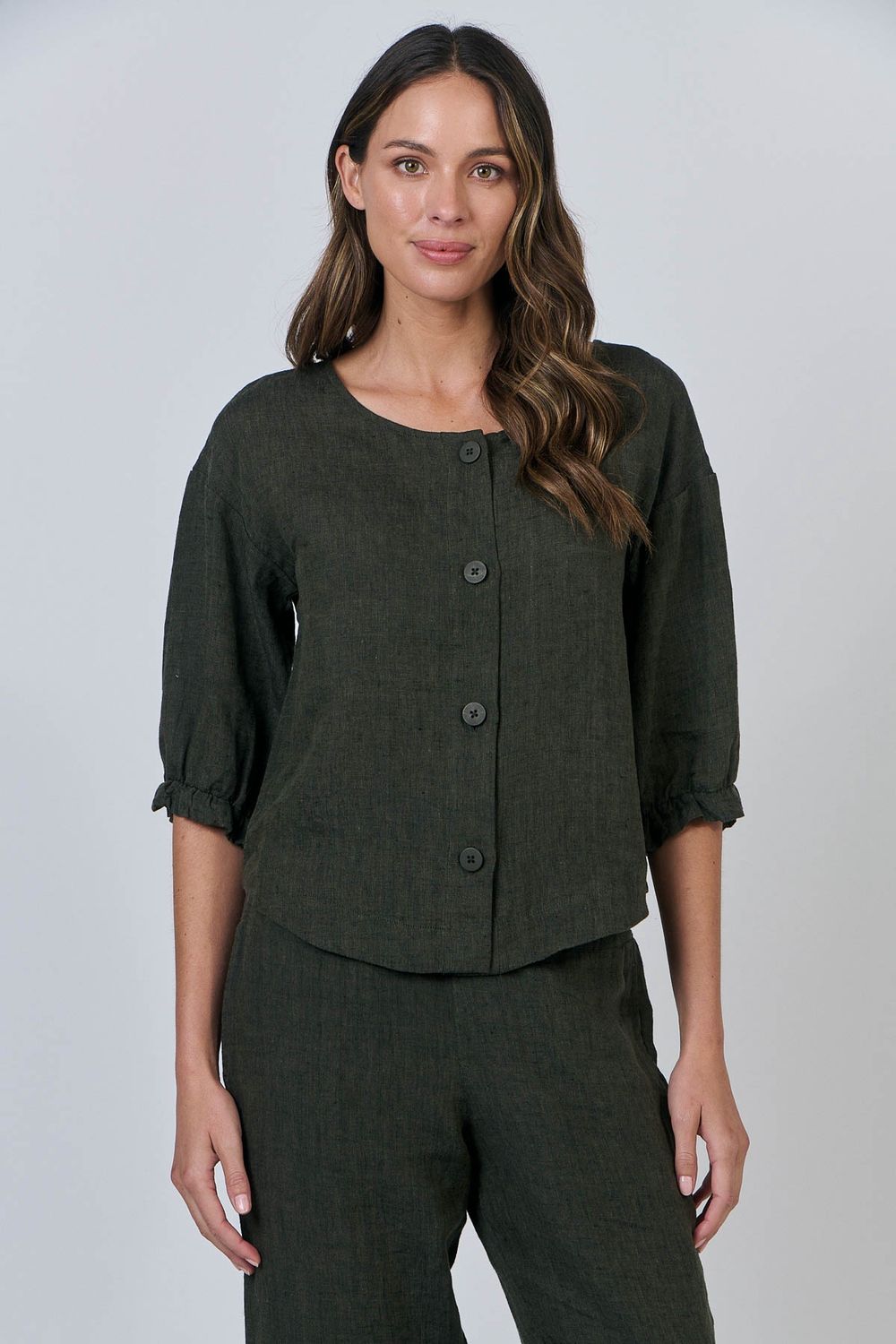OLIVIA SLEEVE BLOUSE - LICORICE