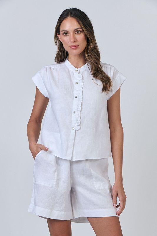 AVA LINEN T-SHIRT - WHITE