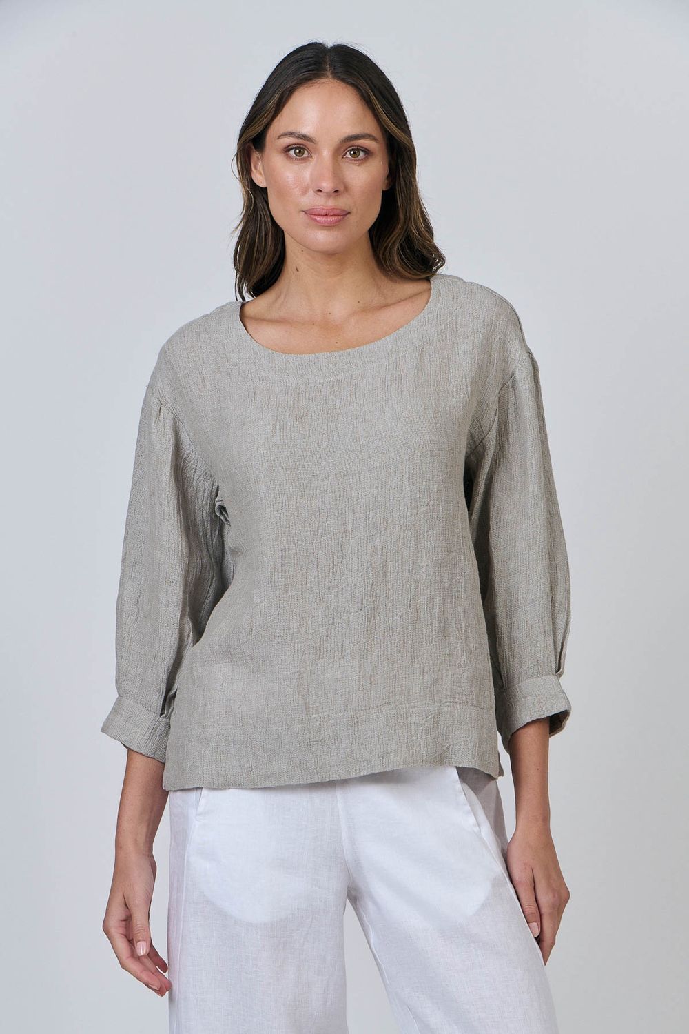 MIA SLEEVE BLOUSE - CEMENT