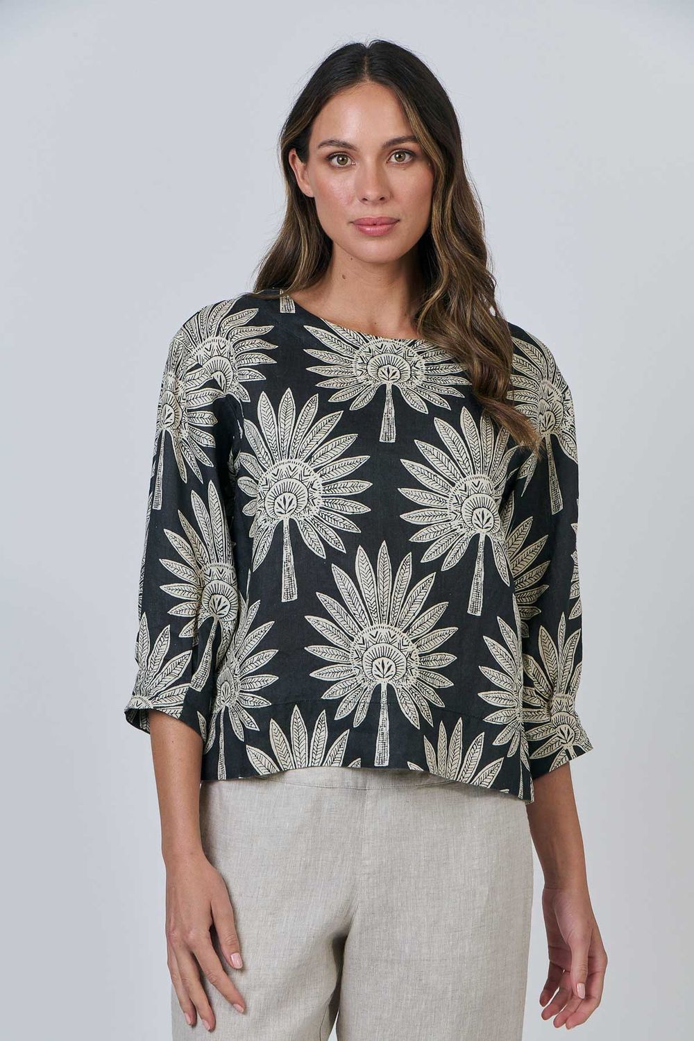 MIA SLEEVE BLOUSE - PALM