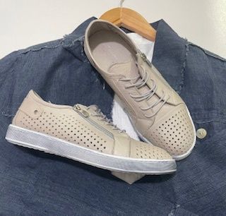 CABLI LEATHER SNEAKER - TAUPE