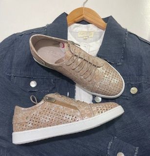 CABLI LEATHER SNEAKER - TAUPE PRINT