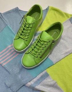 LAILA LEATHER SNEAKER - LIME