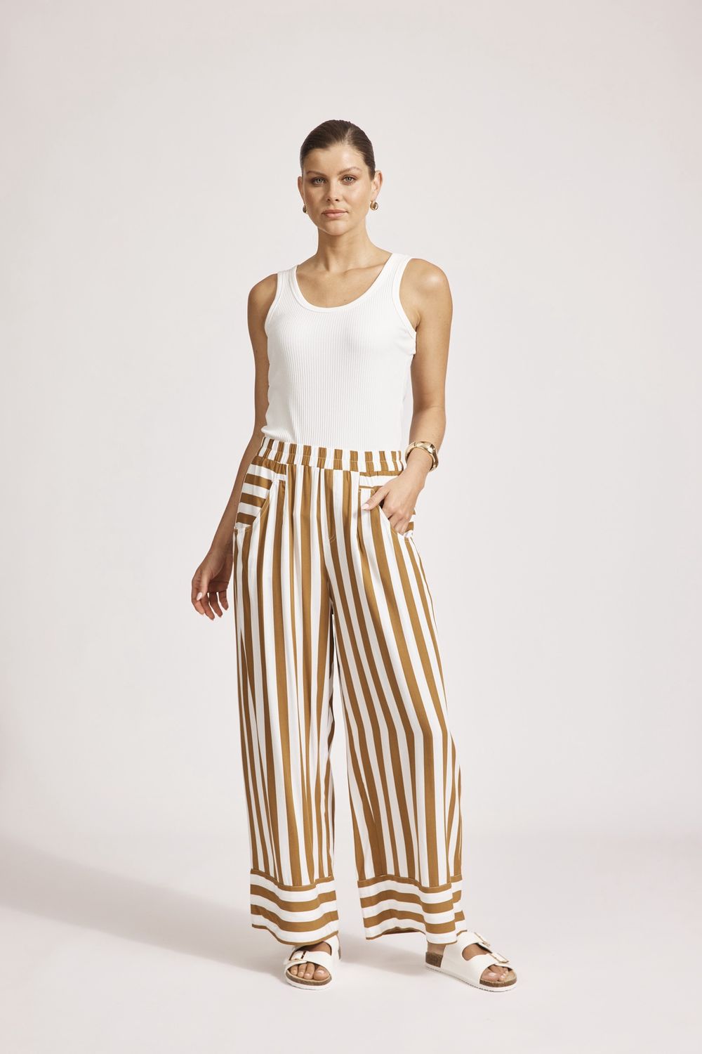 TREVILLE STRIPE PANT - CARAMEL