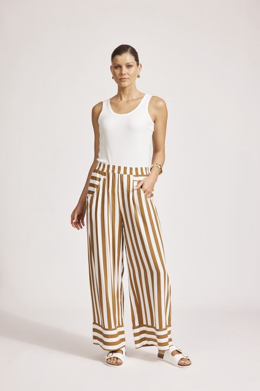 TREVILLE STRIPE PANT - CARAMEL
