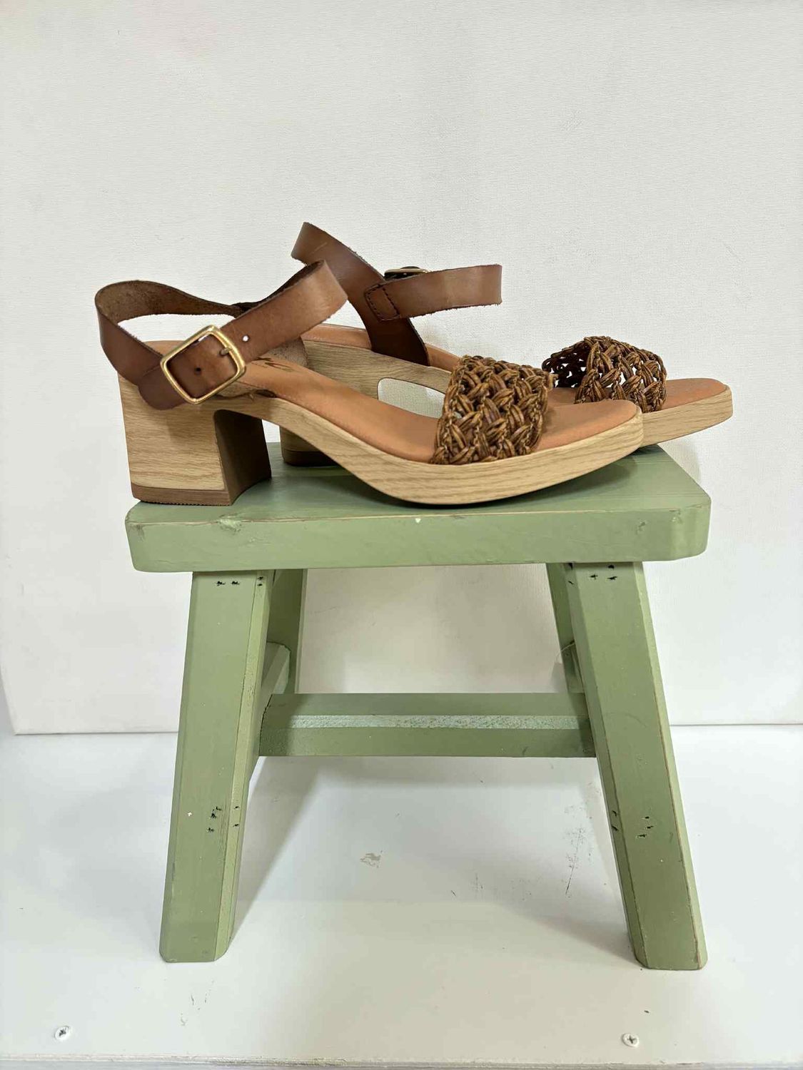 BRENDA LEATHER SANDALS - RAFIA