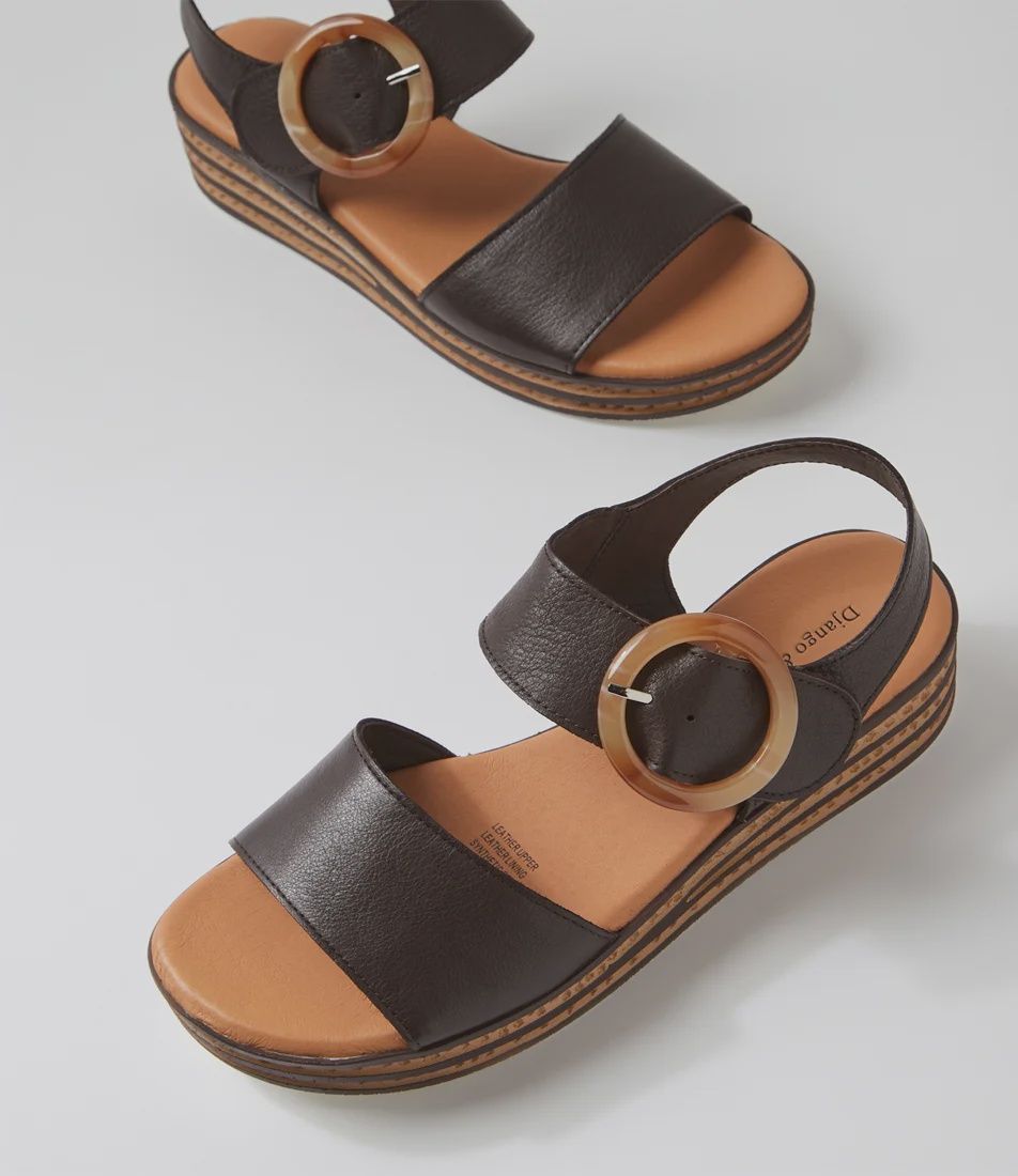 CUBBIE LEATHER SANDALS - CHOC