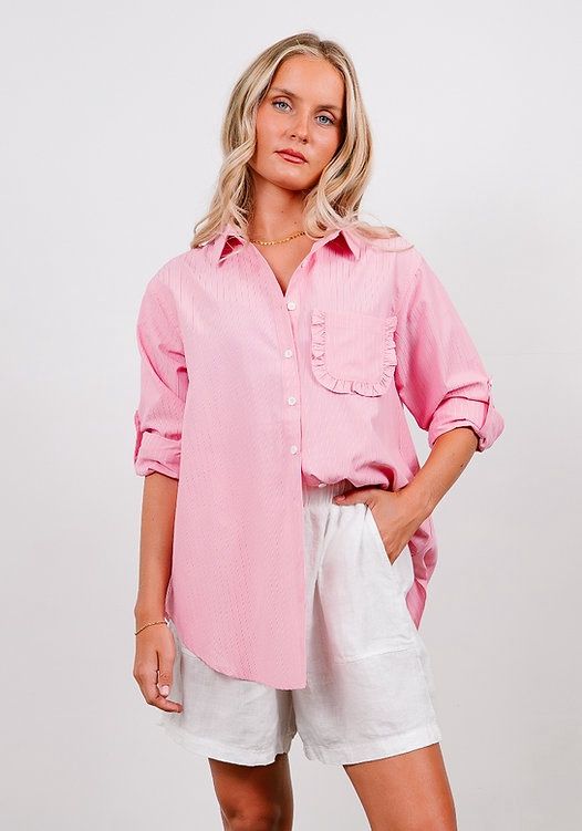 MEL POCKET SHIRT - PINK STIPE