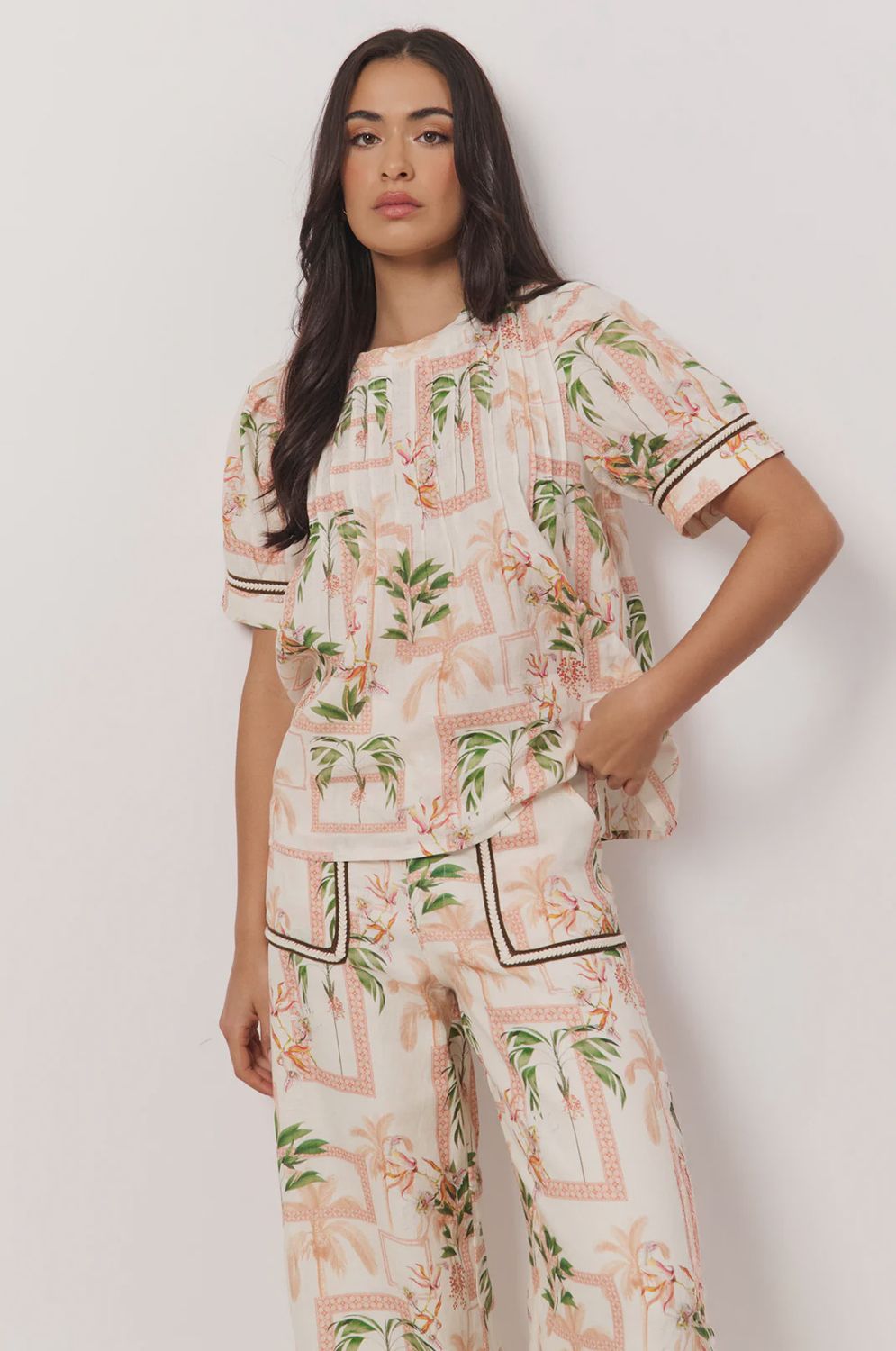 PEARL PINTUCK BLOUSE - PRINT