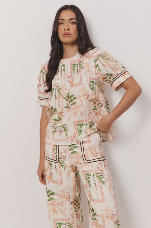 PEARL PINTUCK BLOUSE - PRINT