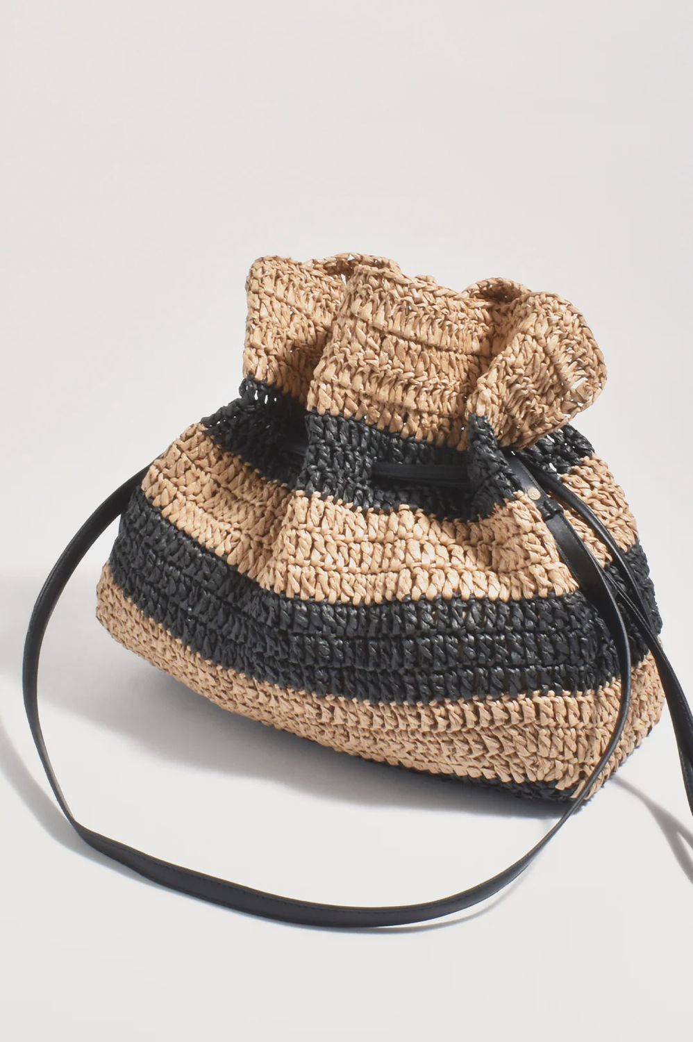 ELOISE DRAWSTRING BAG - NATURAL/BLACK
