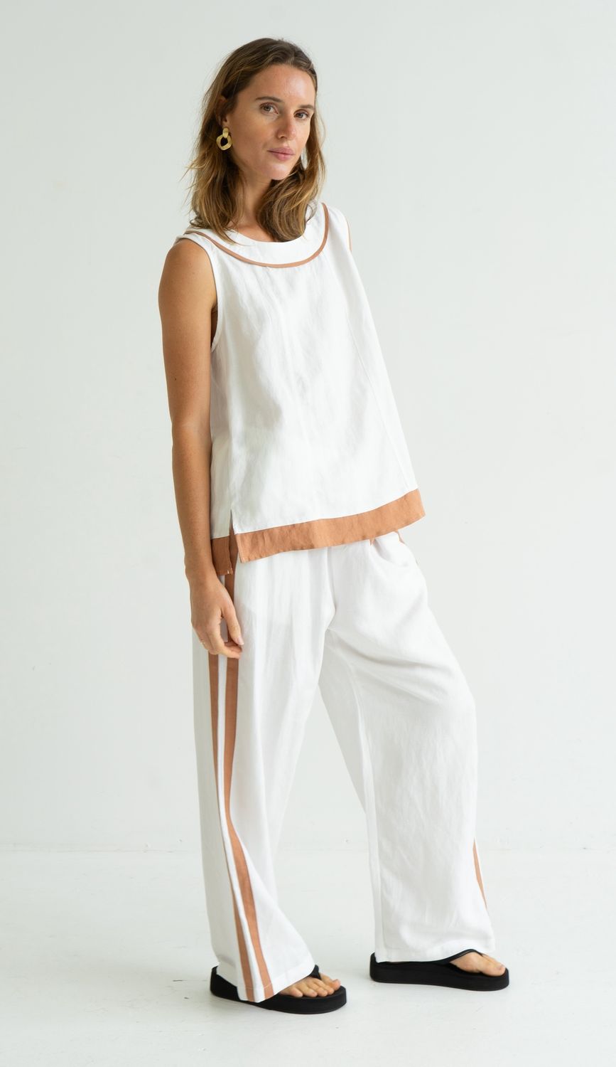 VIOLET LINEN BLEND PANT - WHITE