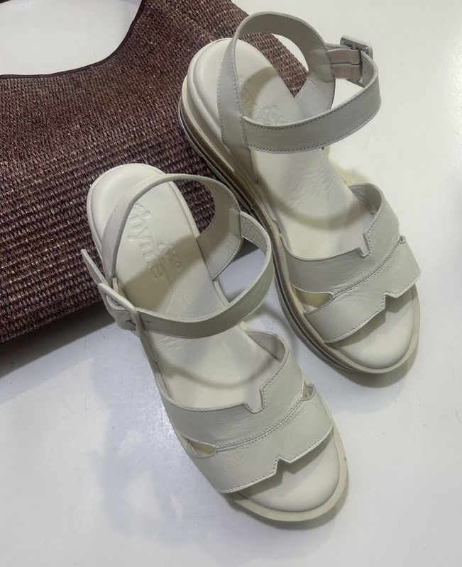 NATTY LEATHER SANDALS - CREAM