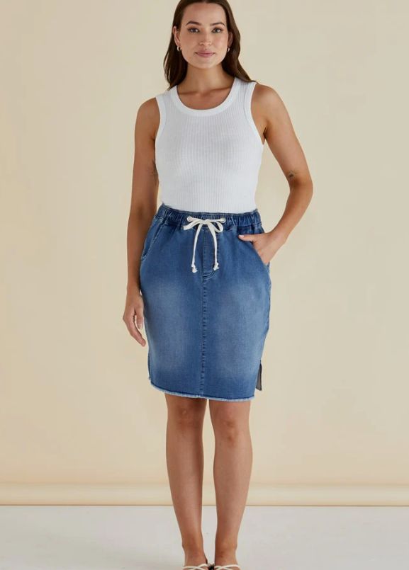 AUGIE DENIM SKIRT - BLUE