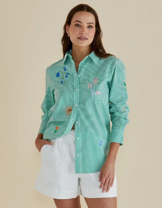 KIMMIE EMBROIDERY BLOUSE - GREEN