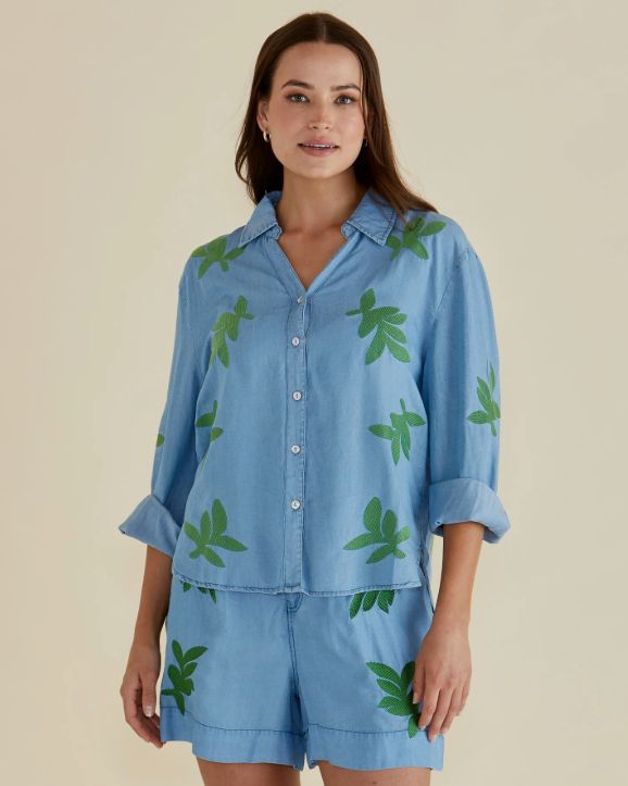 DARIA SLEEVE TOP - LEAF
