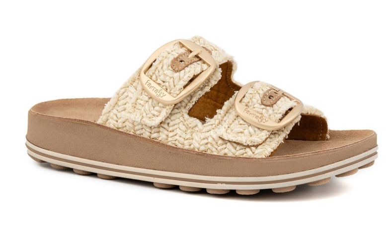 DESPOINA RAFFIA SLIDE - VANILLA