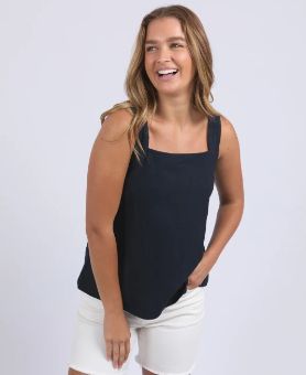 LOURDES TIE TOP - NAVY