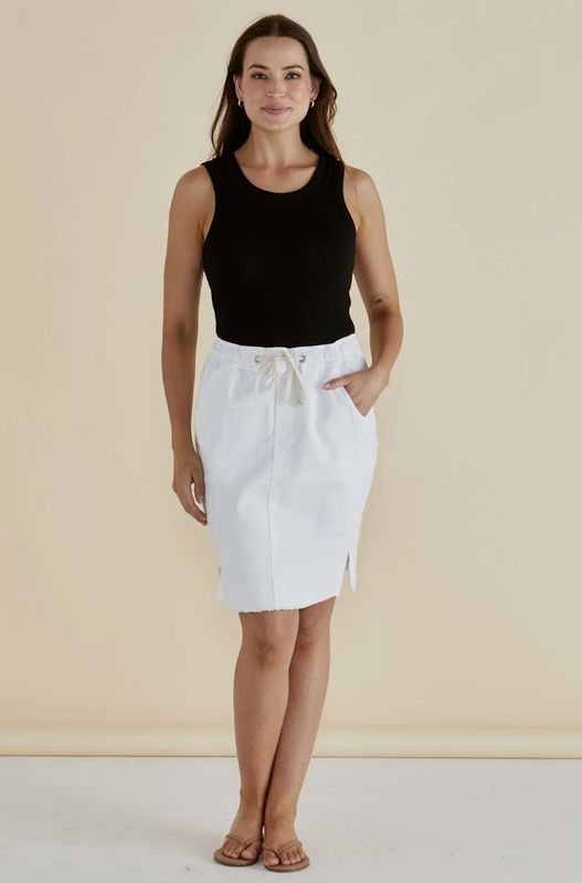 AUGIE DENIM SKIRT - WHITE