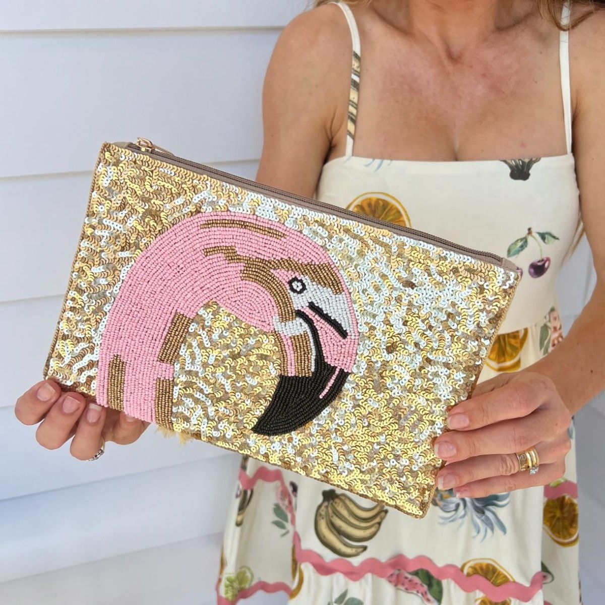 FLAMINGO CLUTCH - BEADED