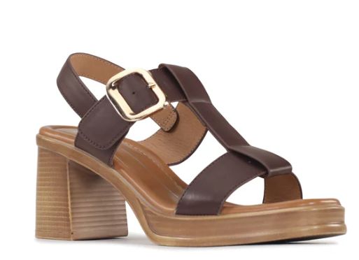 BURGOTTI STRAP HEEL - CHOC