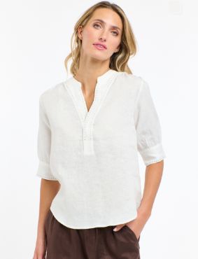 BRADLEY LINEN TOP - WHITE